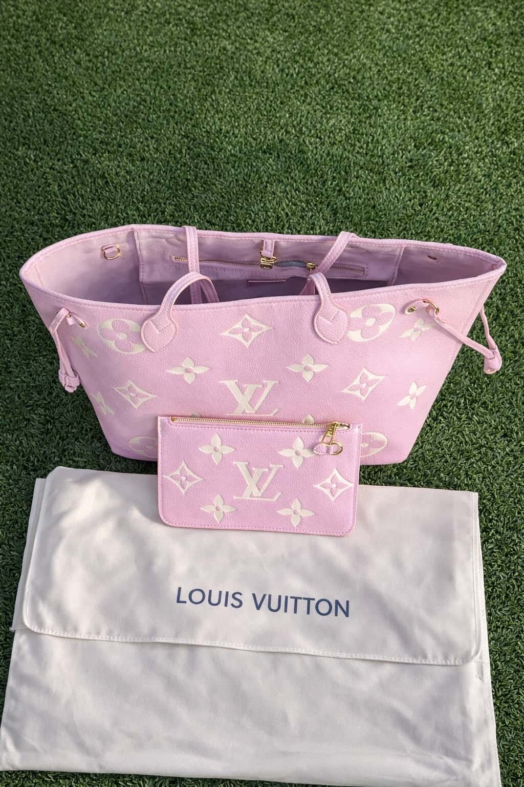 Pink Monogram Style Tote Bag Set with Matching Zip Pouch